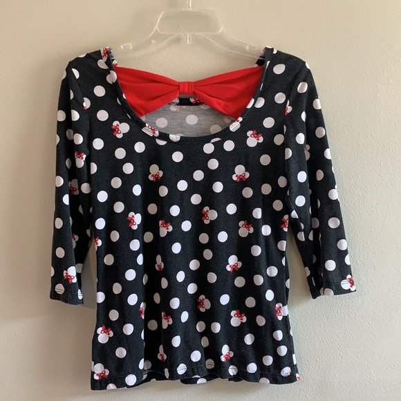 Disney Parks Adorable Minnie Mouse 3/4 Long Sleeve Top with Back Bow! - Picture 3 of 5